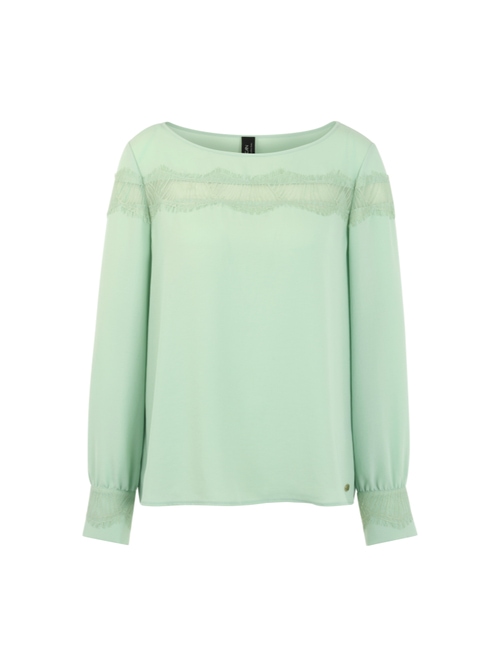 Marc Cain Women's Green Elegant Blouse With Lace, 14 (N4)