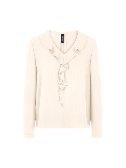Marc Cain Women's White Blouse With Flounces, 20 (N7)