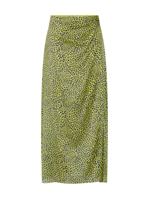 Marc Cain Women's Green Midi Skirt With Leopard Print, 8 (N1)