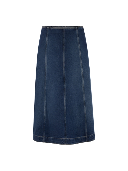 Marc Cain Women's Blue Denim Skirt With Pleated Details, 14 (N4)