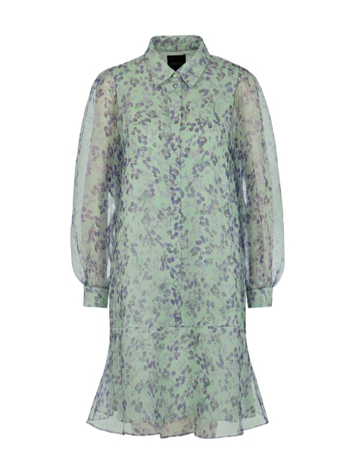 Marc Cain Women's Green Airy Silk Dress With Flounce, 8 (N1)