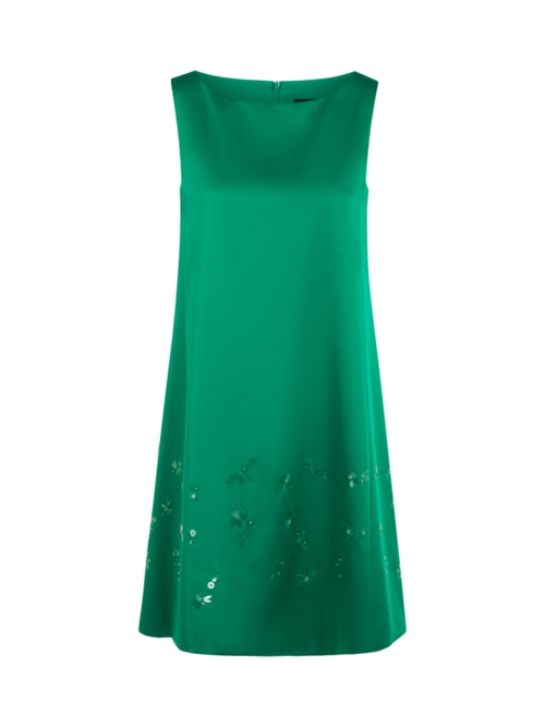Marc Cain Women's Green Satin Dress With Sequin Trim, 18 (N6)