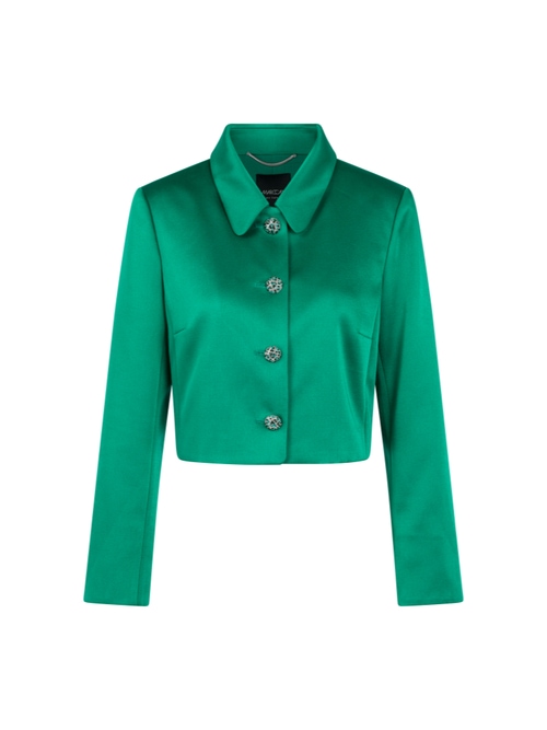 Marc Cain Women's Green Satin Jacket With Rhinestone Buttons, 18 (N6)
