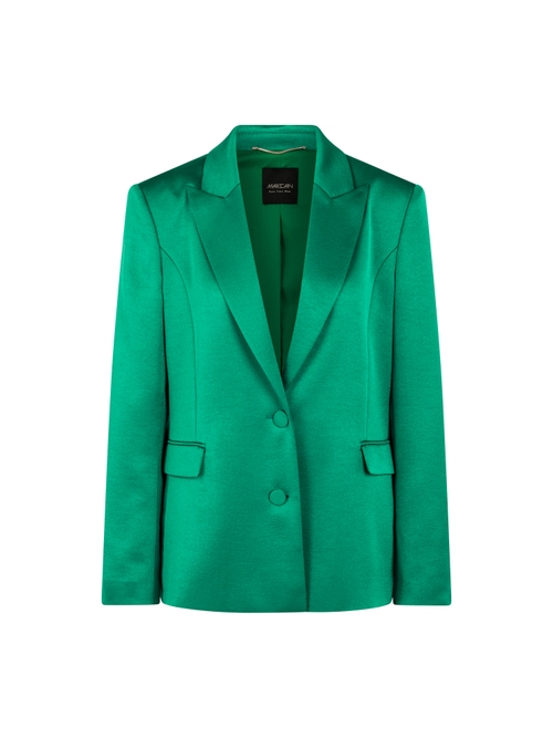 Marc Cain Women's Green Satin Blazer With Fabric Buttons, 18 (N6)