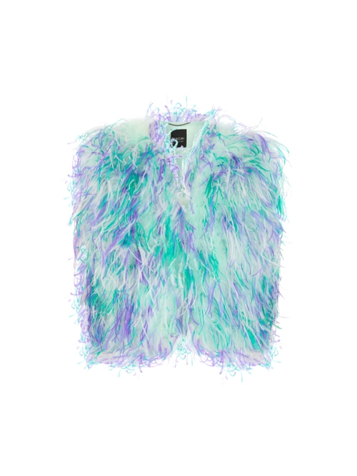 Marc Cain Women's Green Waistcoat With Ostrich Feathers, 12 (N3)