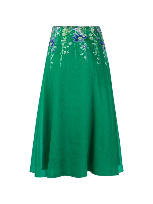 Marc Cain Women's Green Midi Skirt With Floral Print, 8 (N1)