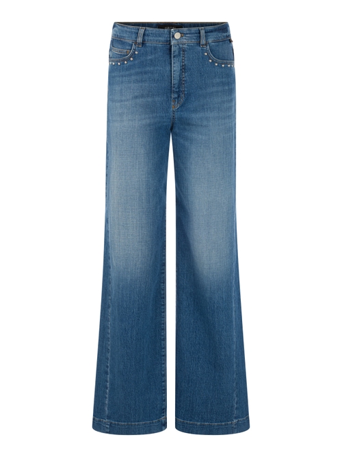Marc Cain Women's Blue Warri Wide Fit Jeans With Studs, 20 (N7)