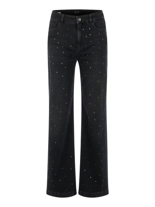 Marc Cain Women's Black Wigan Wide Fit Jeans With Studs, 16 (N5)