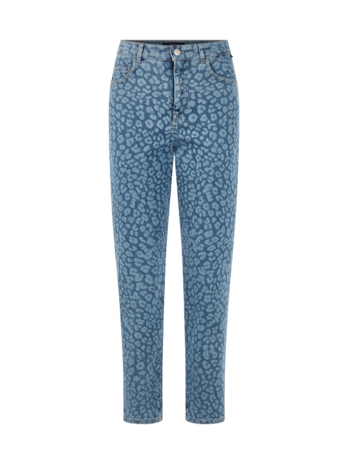 Marc Cain Women's Blue Feura Feminine Fit Leopard Print Jeans, 20 (N7)