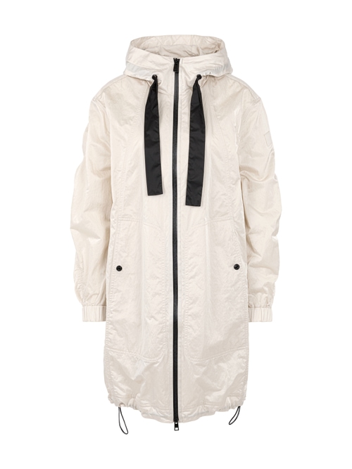 Marc Cain Women's White Shiny Coat With Contrasting Details, 12 (N3)