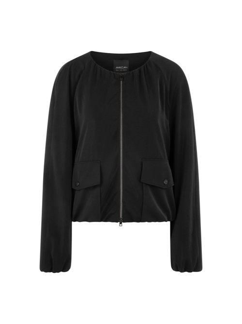 Marc Cain Women's Black Feminine Blouson Jacket With Gathers, 8 (N1)