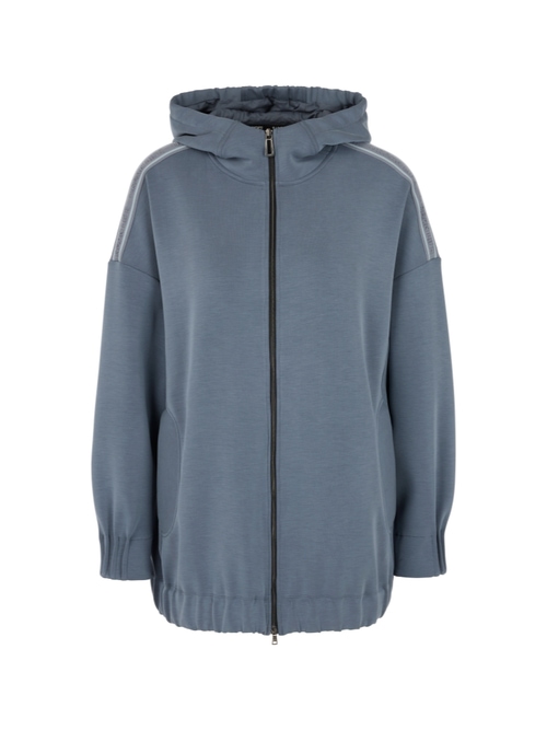 Marc Cain Women's Blue Oversized Jersey Jacket, 20 (N7)