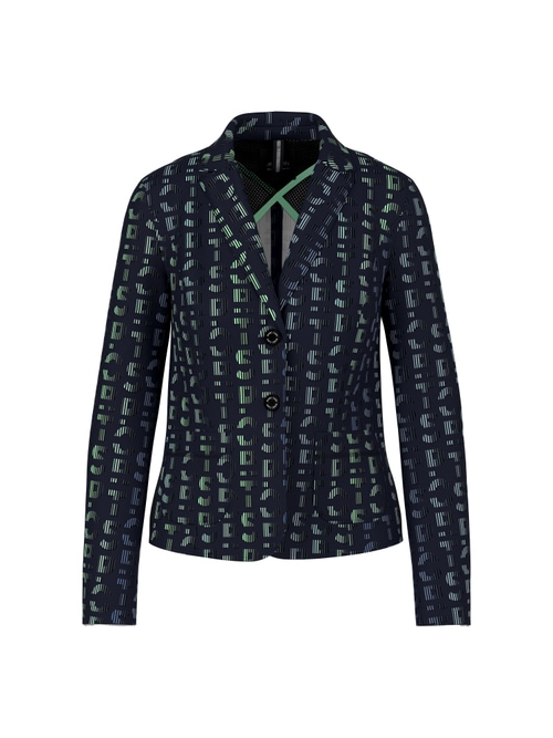 Marc Cain Women's Blue Printed Jersey Blazer, 18 (N6)