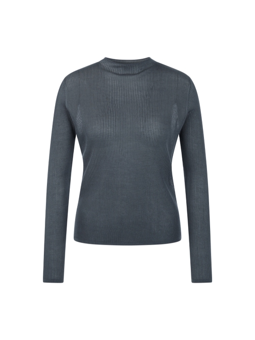 Marc Cain Women's Blue Lightweight Ribbed Jumper, 20 (N7)