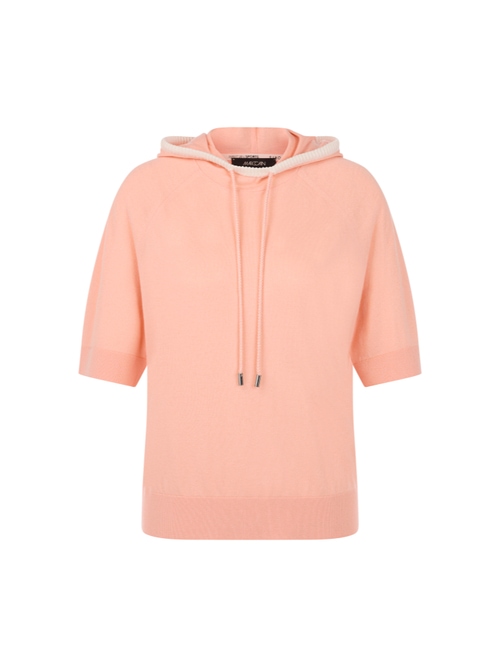 Marc Cain Women's Yellow Fine-Knit Hoodie With Contrast Details, 8 (N1)