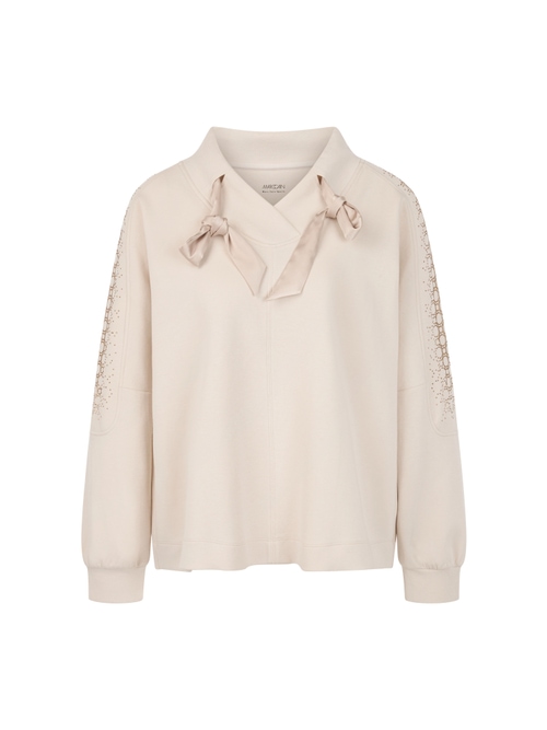 Marc Cain Women's White Oversized Sweatshirt With Hotfix Stones, 20 (N7)