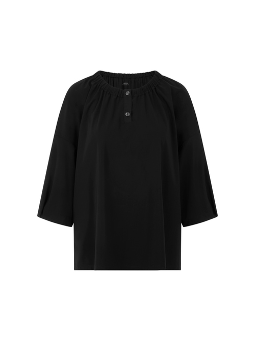 Marc Cain Women's Black Stretch Blouse With Gathers, 14 (N4)