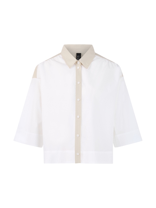 Marc Cain Women's White Cotton Blouse With Contrasting Details, 12 (N3)