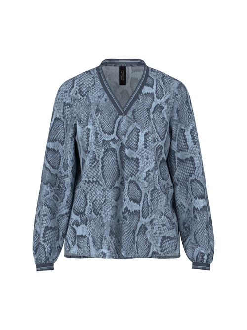 Marc Cain Women's Blue Blouse With Animal Print, 18 (N6)