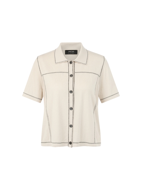 Marc Cain Women's White Fine-Knit Wool Blend Polo Shirt, 8 (N1)
