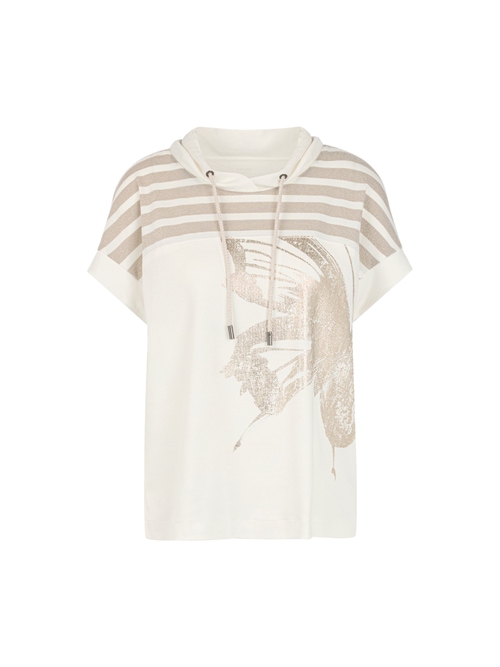 Marc Cain Women's White Blouse With Lurex And Gold Print, 20 (N7)