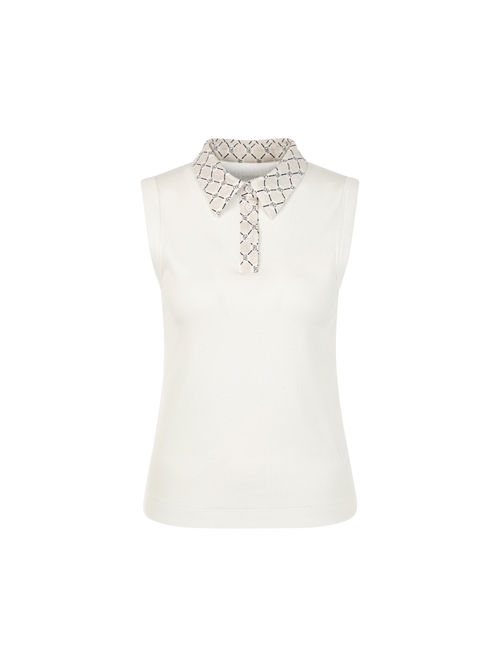 Marc Cain Women's White Ribbed Top With Chain Logo Print, 14 (N4)