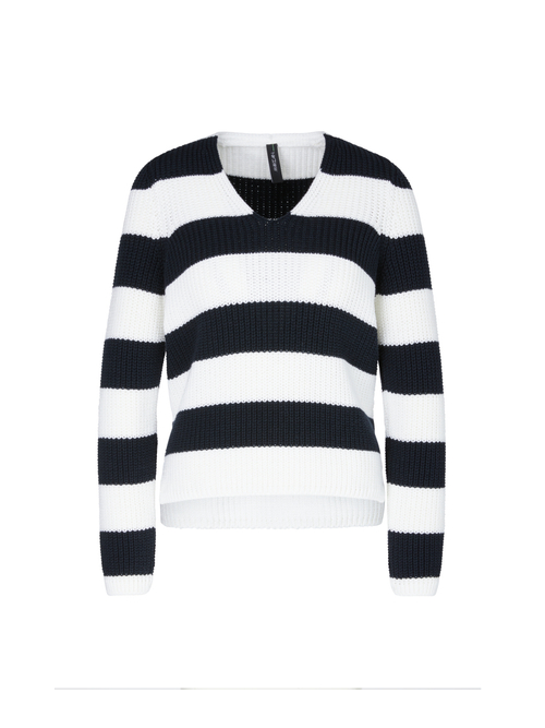 Marc Cain Women's Blue Sweater With Block Stripes, 18 (N6)