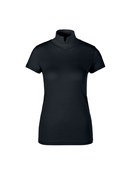 Marc Cain Women's Blue Cotton T-Shirt With Stand-Up Collar, 12 (N3)
