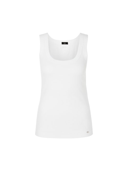 Marc Cain Women's White Fine-Ribbed Tank Top, 10 (N2)