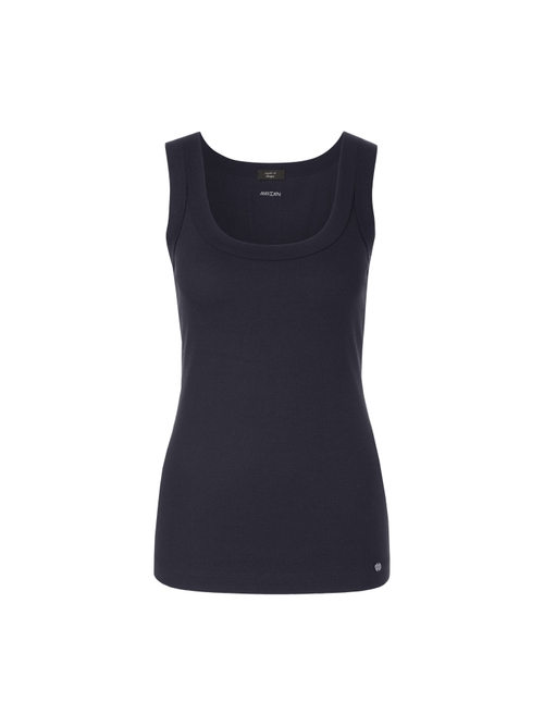 Marc Cain Women's Blue Fine-Ribbed Tank Top, 10 (N2)